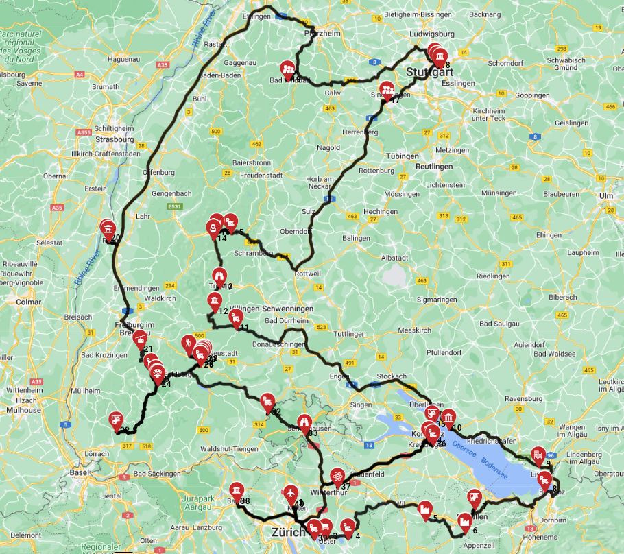 Zurich Roundtrip - North - Including the Black Forest  Surroundings